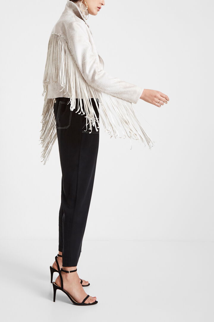 Biker jacket with fringe and studs | Desigual