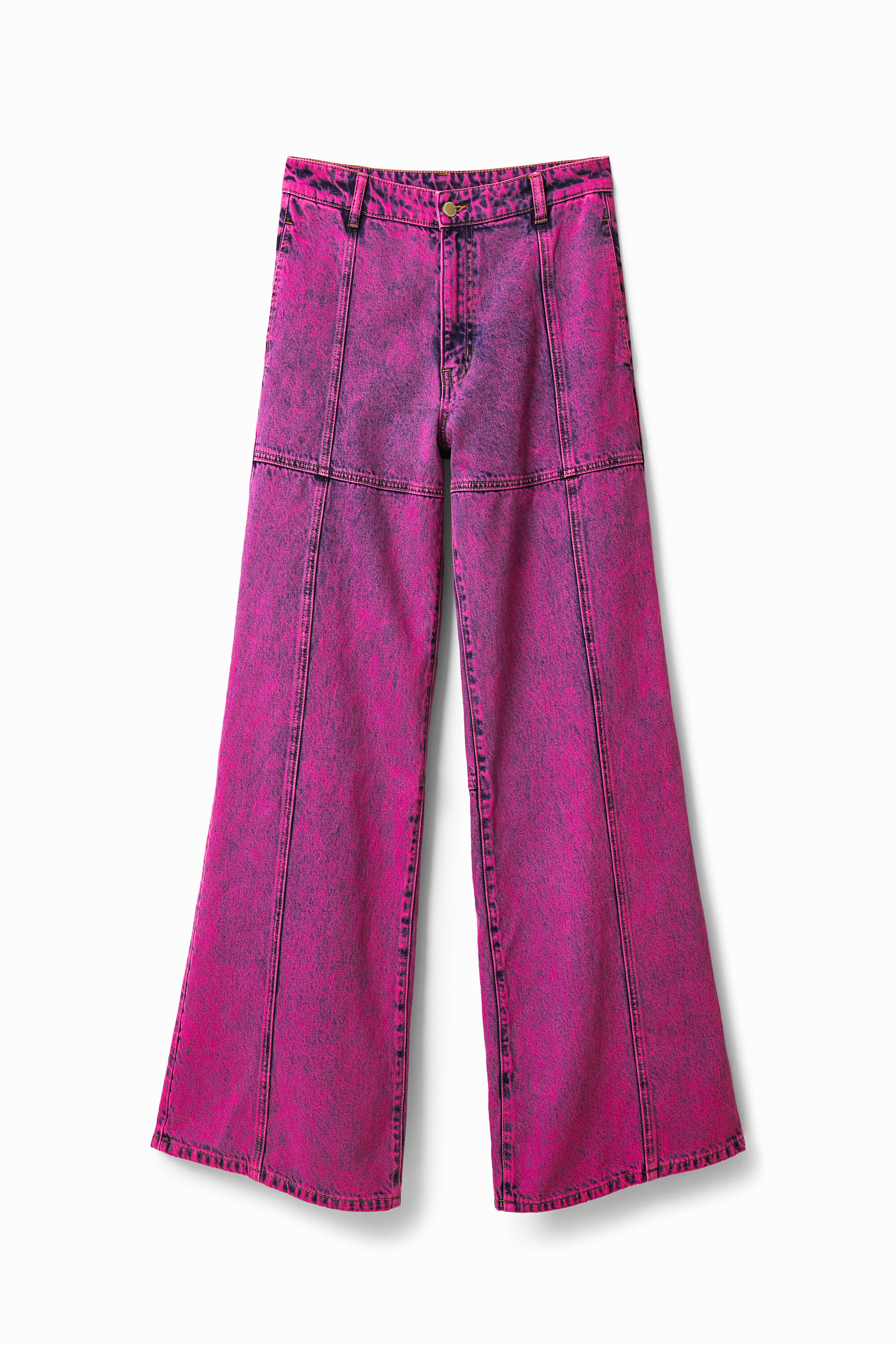 Shop Desigual Maitrepierre Wide-leg Acid Wash Jeans In Red