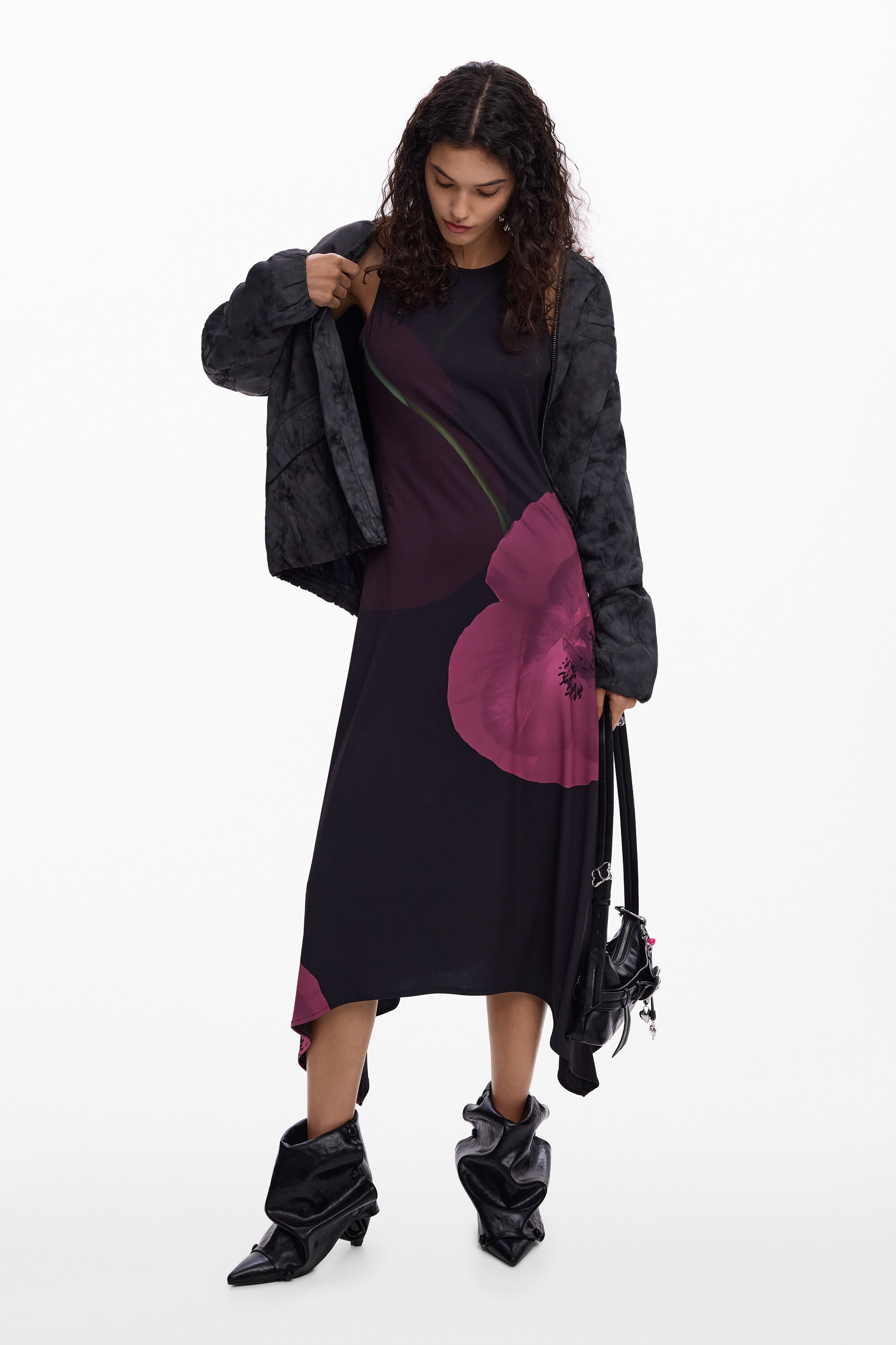 Vestido asimétrico amapola - BLACK - M