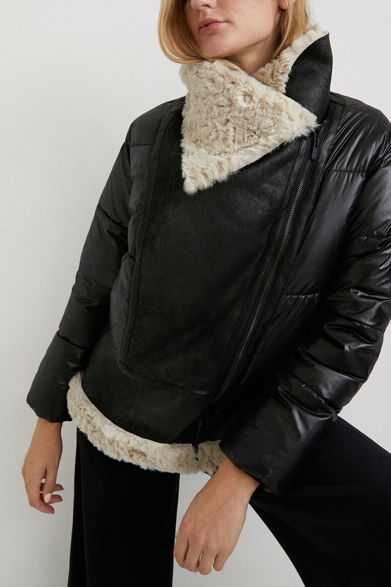 Oversize padded biker jacket fleece | Desigual