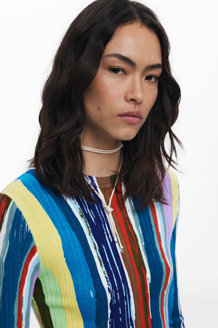 Vestido canalé rayas colores | Desigual