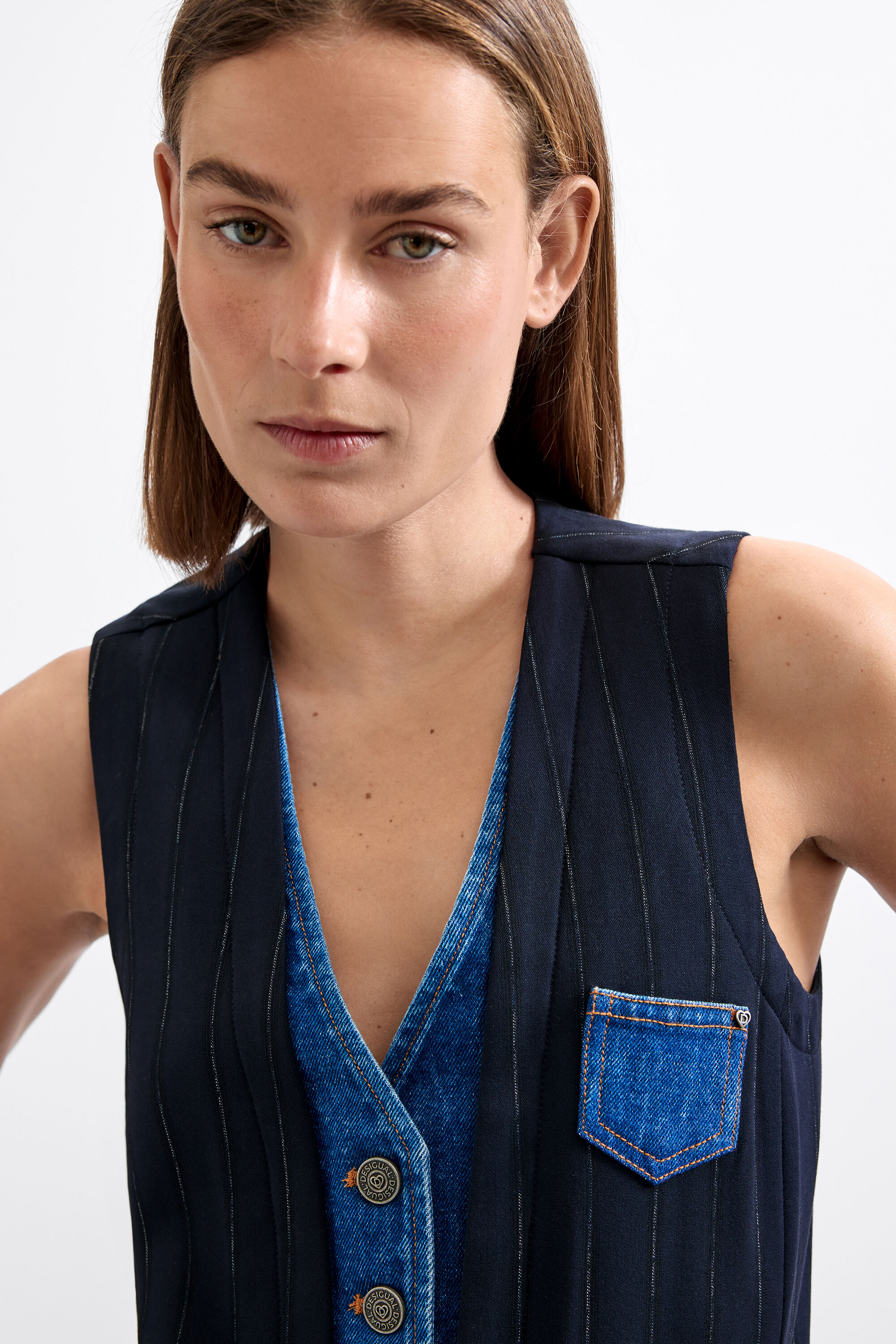 ダブルラペルベスト 青 女性用 I Desigual.com