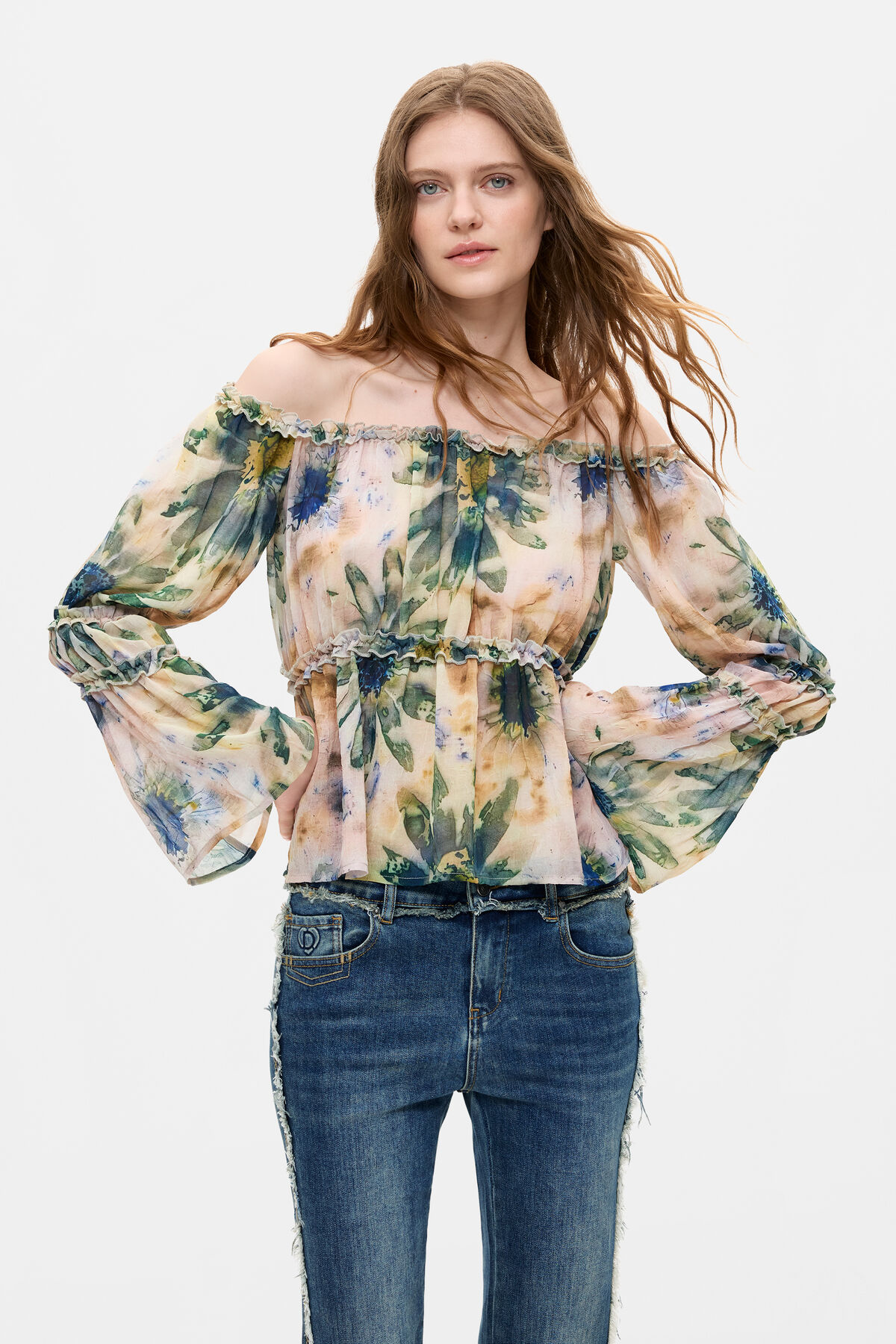 プリント柄長袖ブラウス バラ 女性用 I Desigual.com