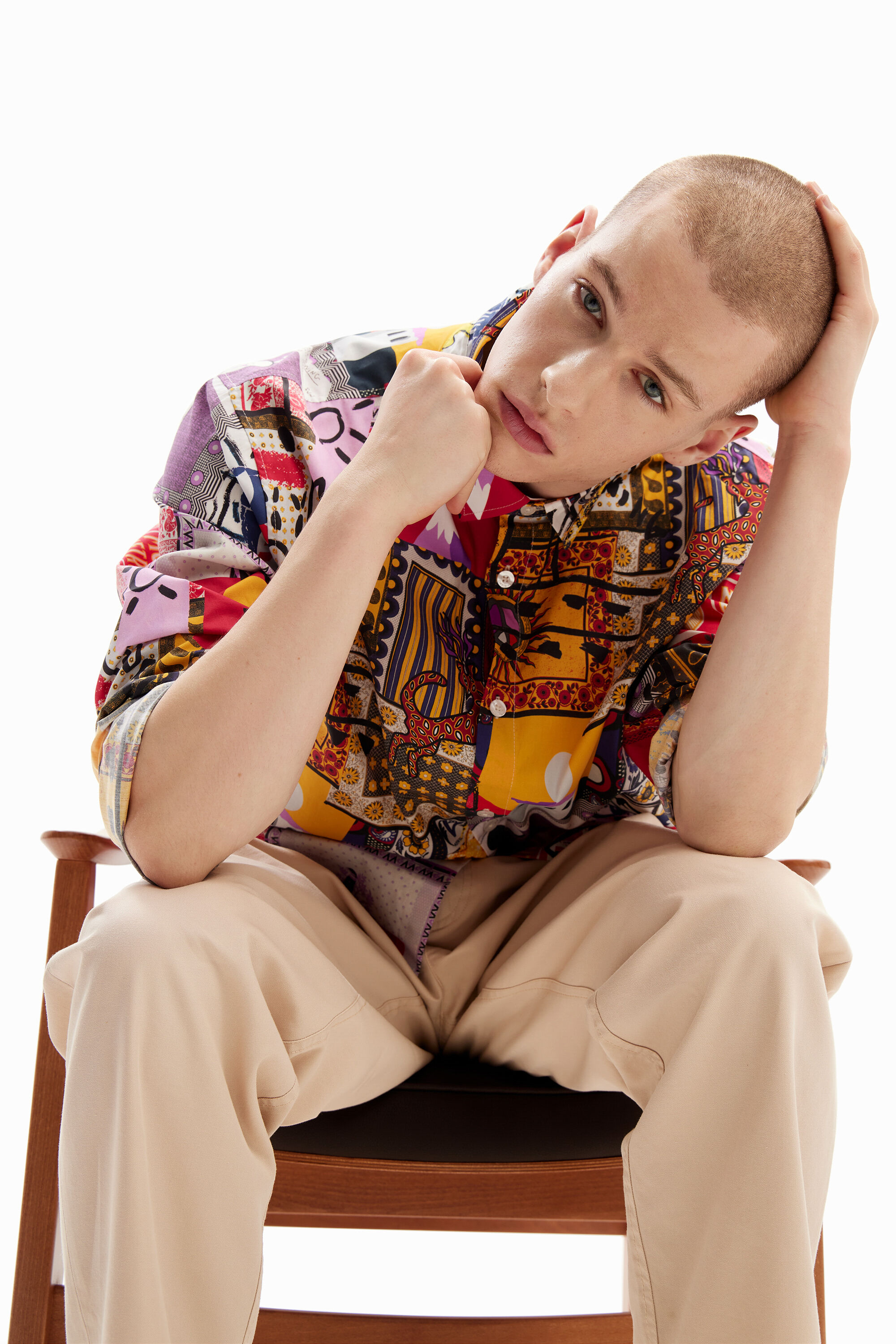 パッチワークポプリンシャツ 男性用 I Desigual.com