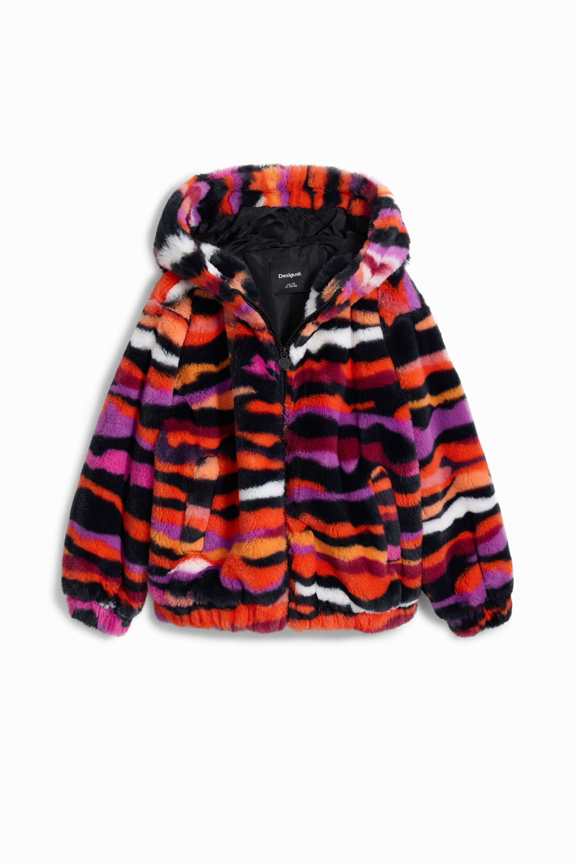 マルチカラーのアニマルプリントフェイクファージャケット 女性用 I Desigual.com