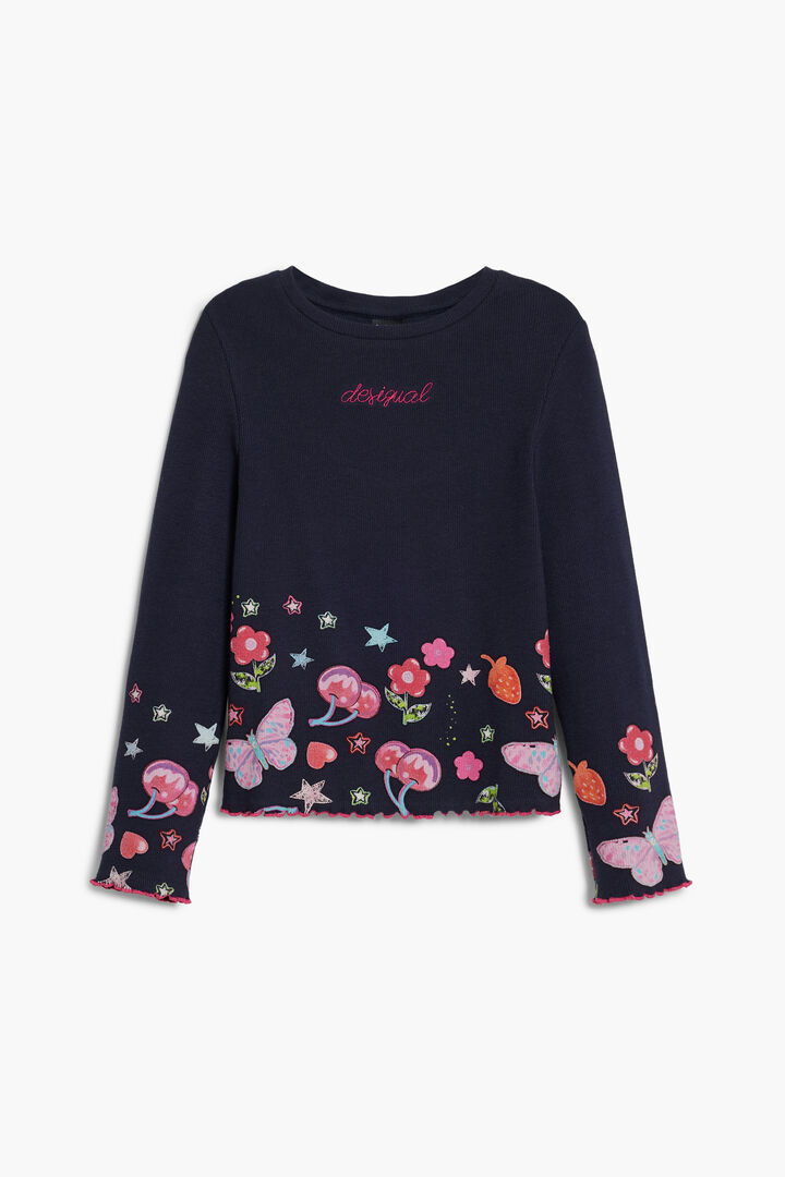 Maglietta a maniche lunghe con logo e fiori | Desigual