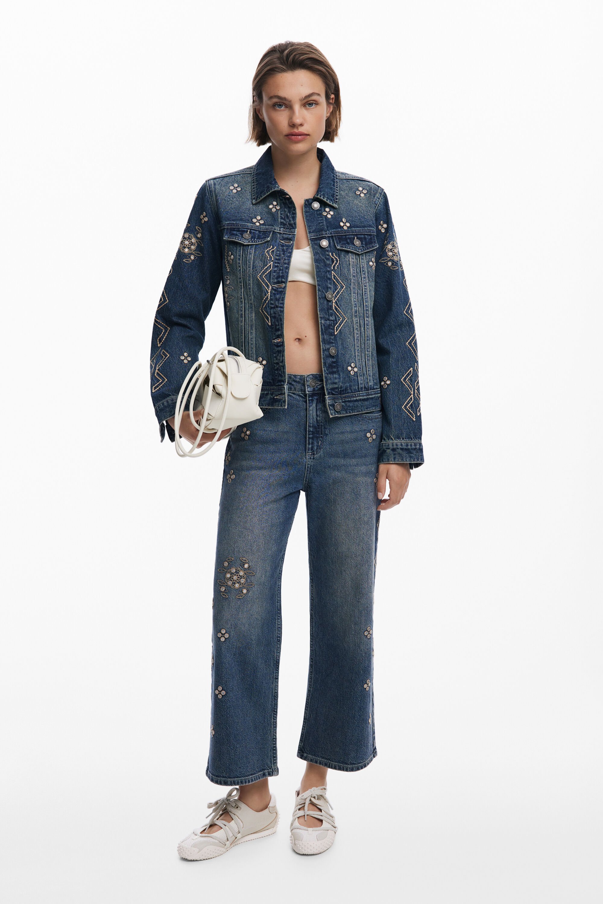 Culotte-Jeans mit Spiegeln