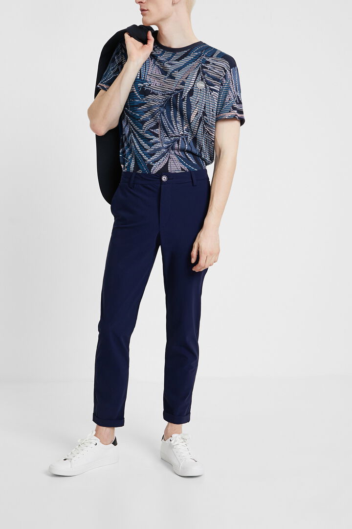 Blue technical fabric trousers | Desigual