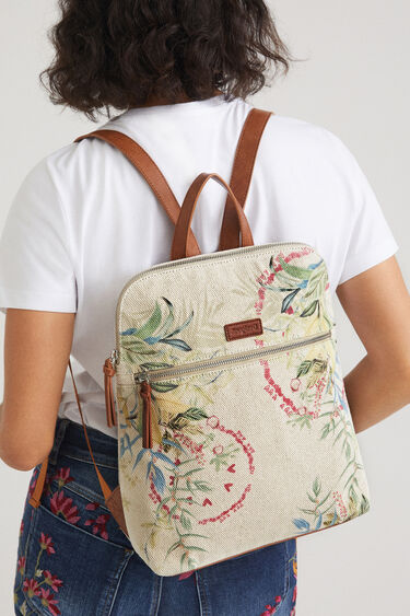 Mochila lona flores | Desigual