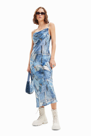 Denim patchwork midi dress | Desigual