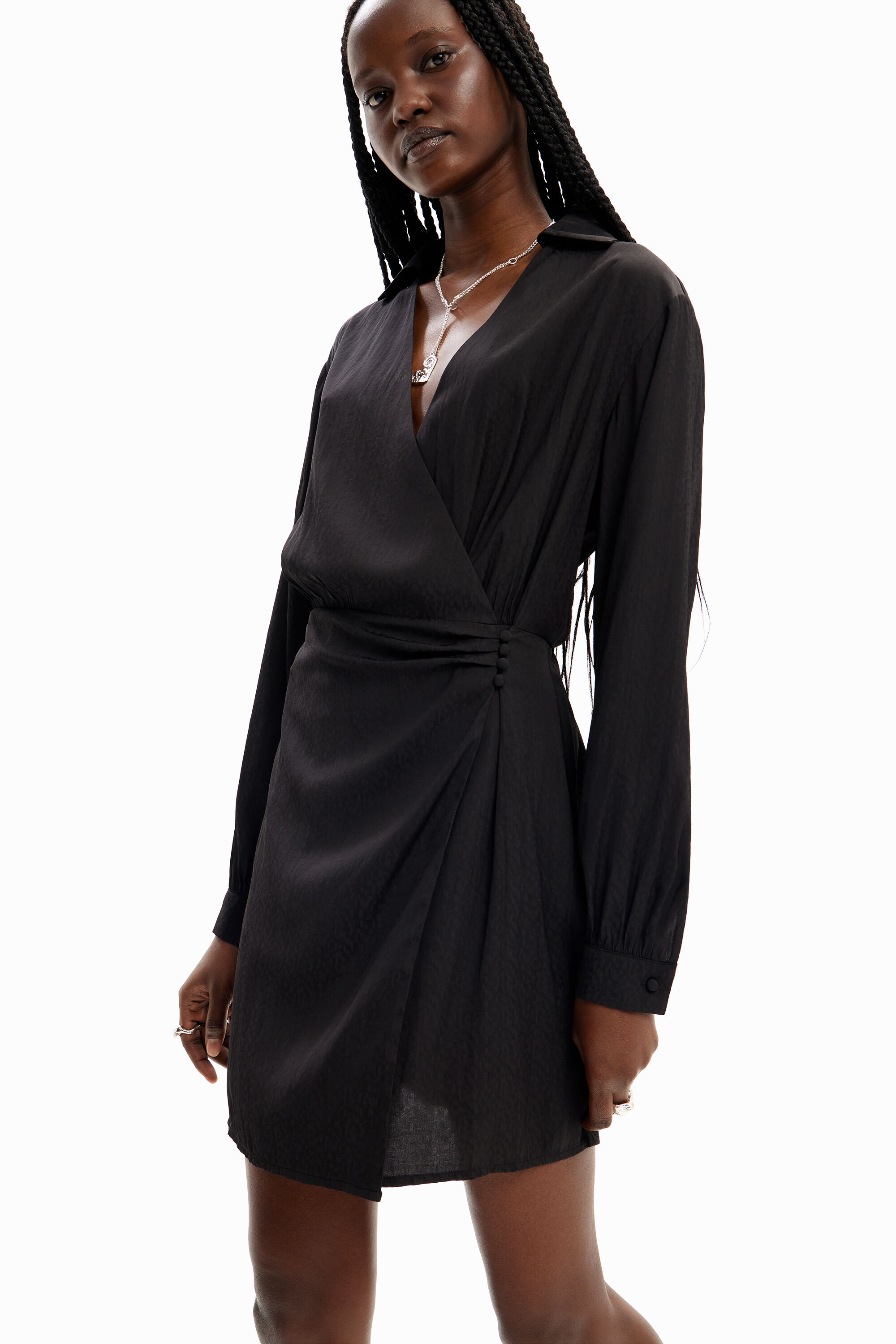 Long sleeve 2025 short wrap dress