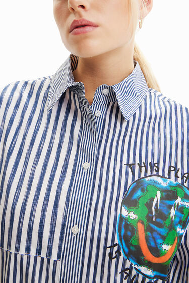 Camicia patch righe illustrazione | Desigual