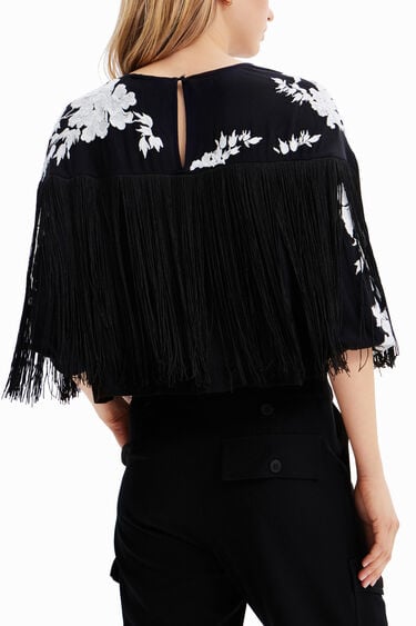 Fringed embroidered blouse | Desigual