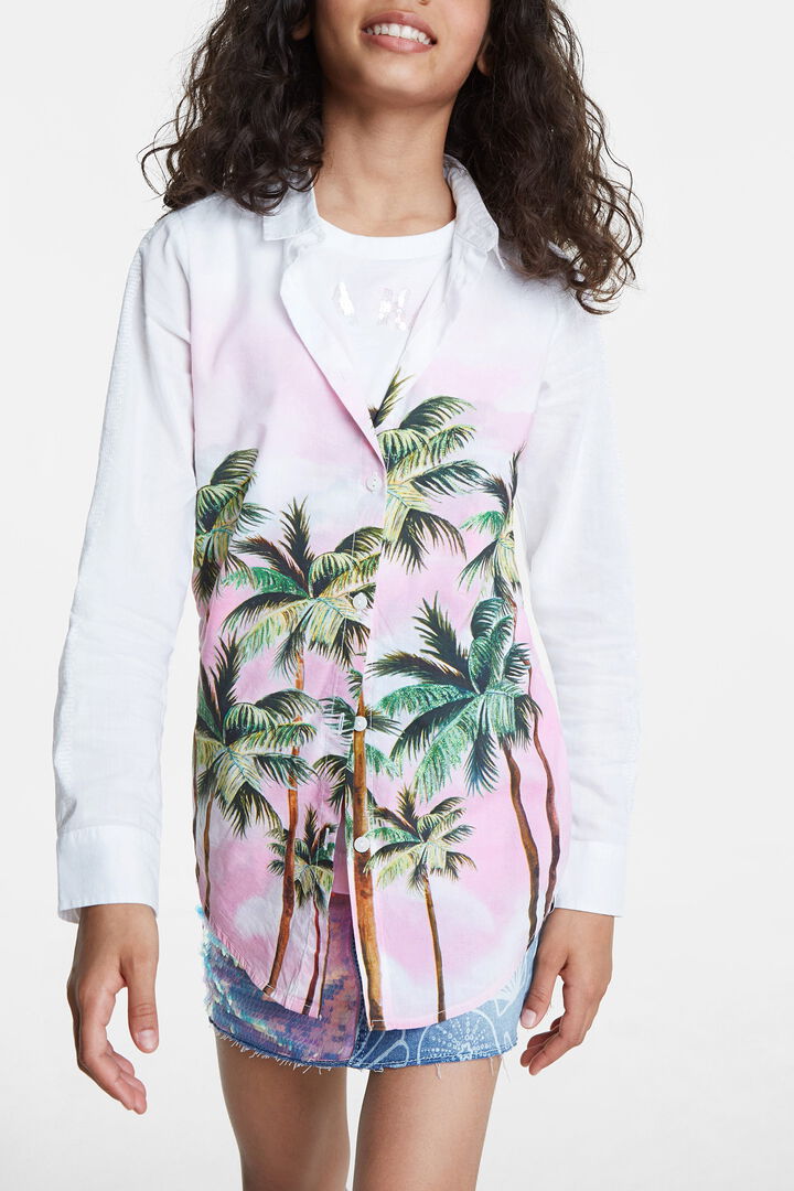 Weiße Bluse mit Palmen | Desigual
