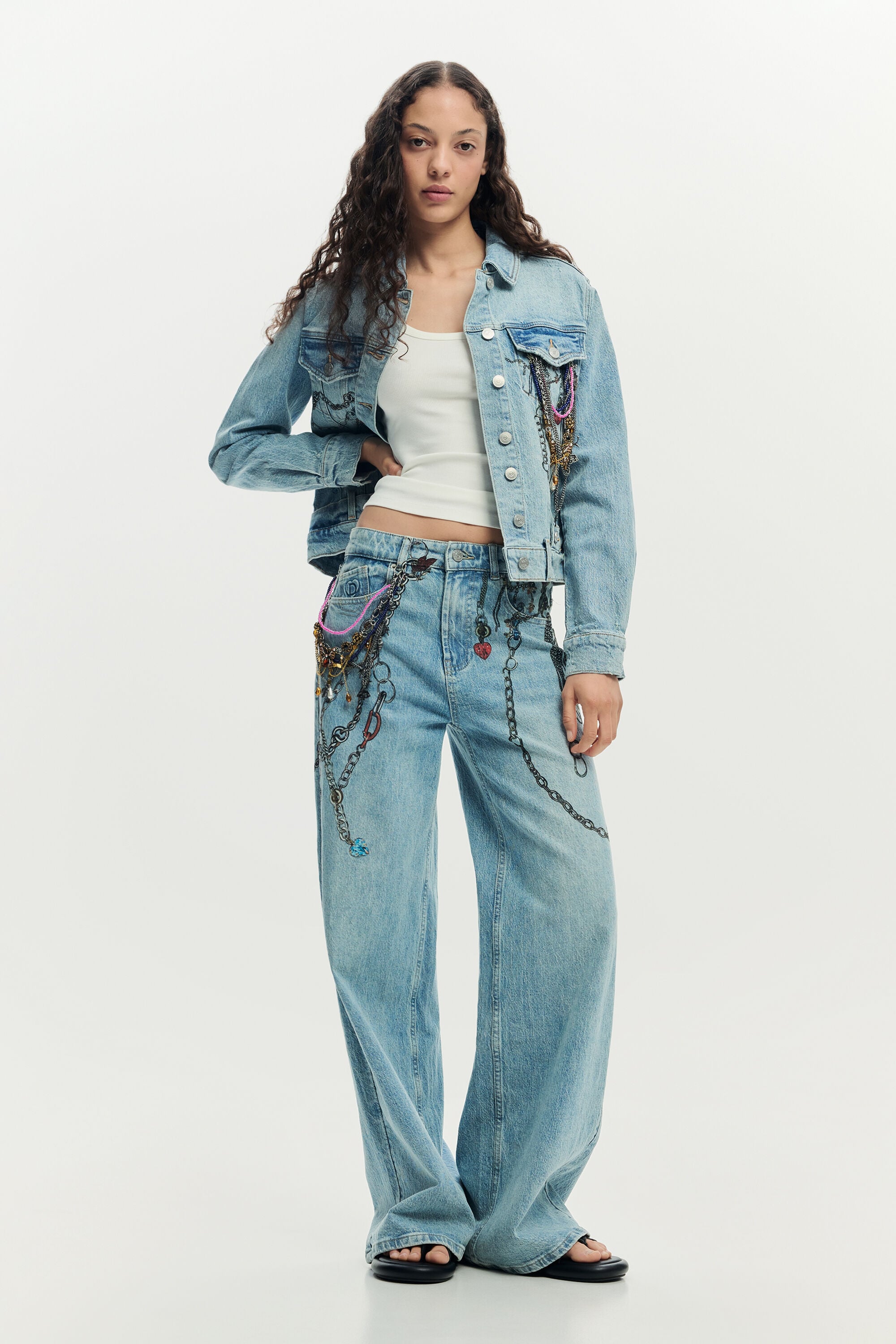プリント入りデニムジャケット 青 女性用 I Desigual.com