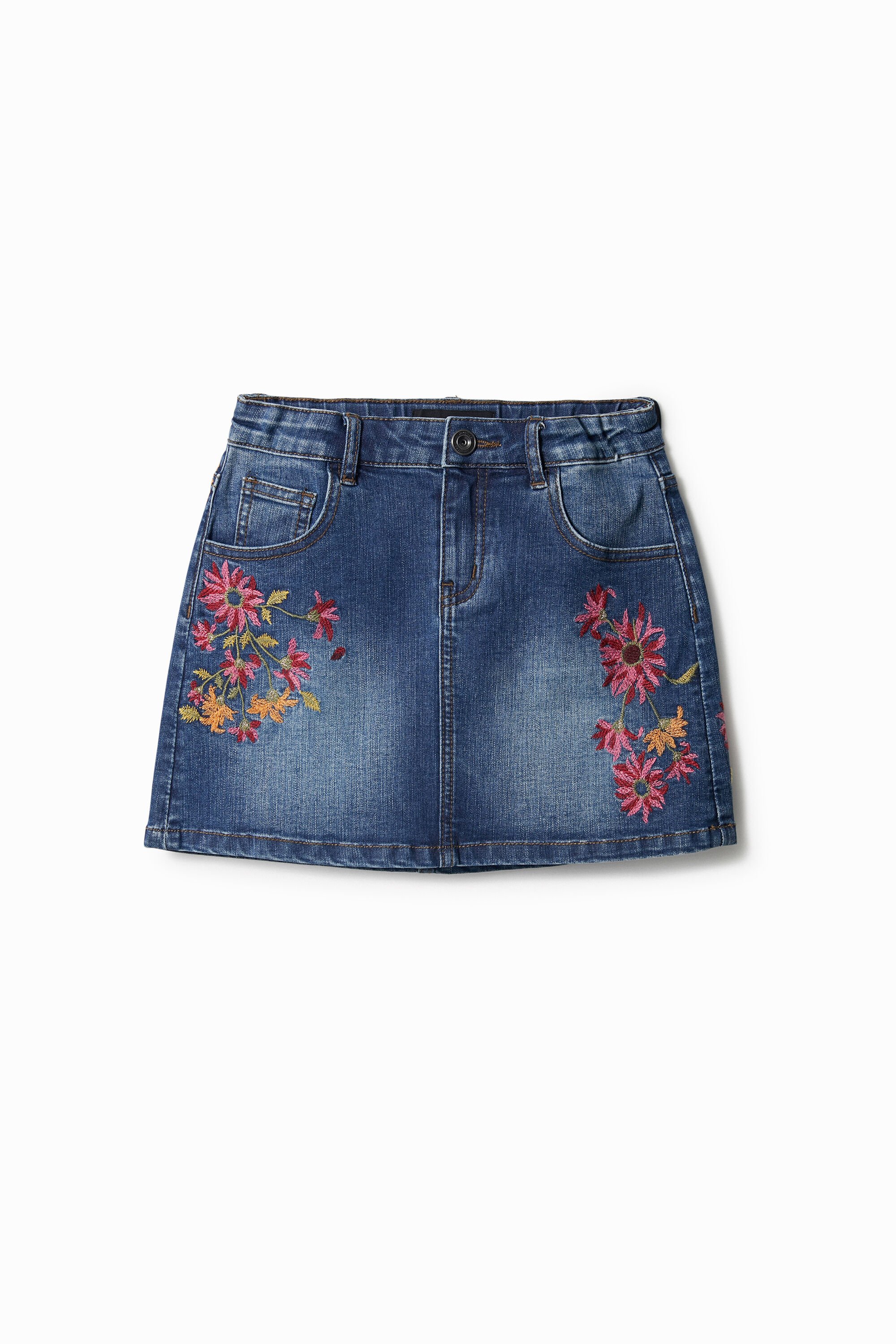Falda corta vaquera flores
