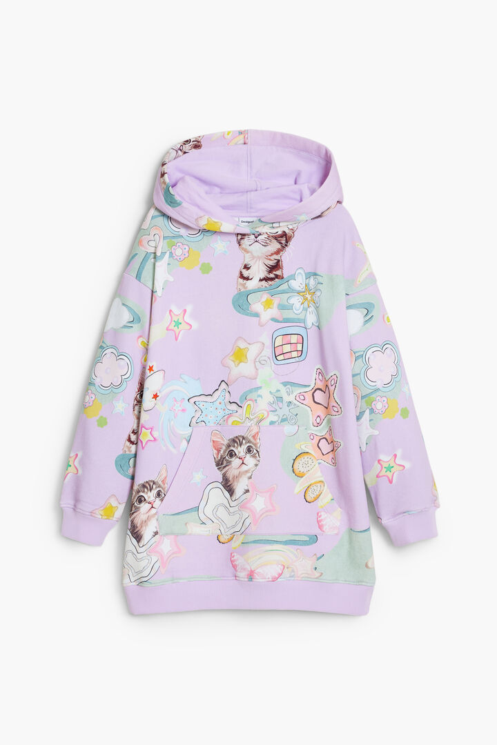Robe Fille Desigual 25wgvk06 - Imprimé Arty, Coupe Skater, Manches Longues, Longueur Courte - Col Rond, Style Décontracté