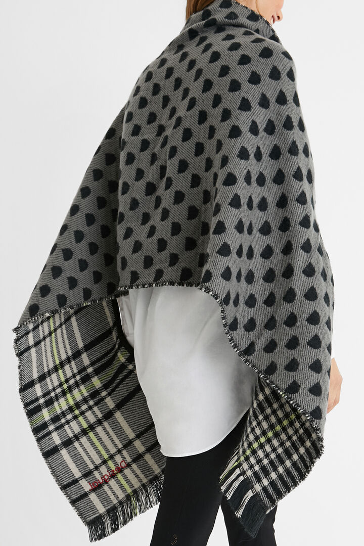 Poncho carré carreaux réversible | Desigual