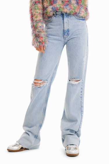 Distressed wide leg jeans | Desigual