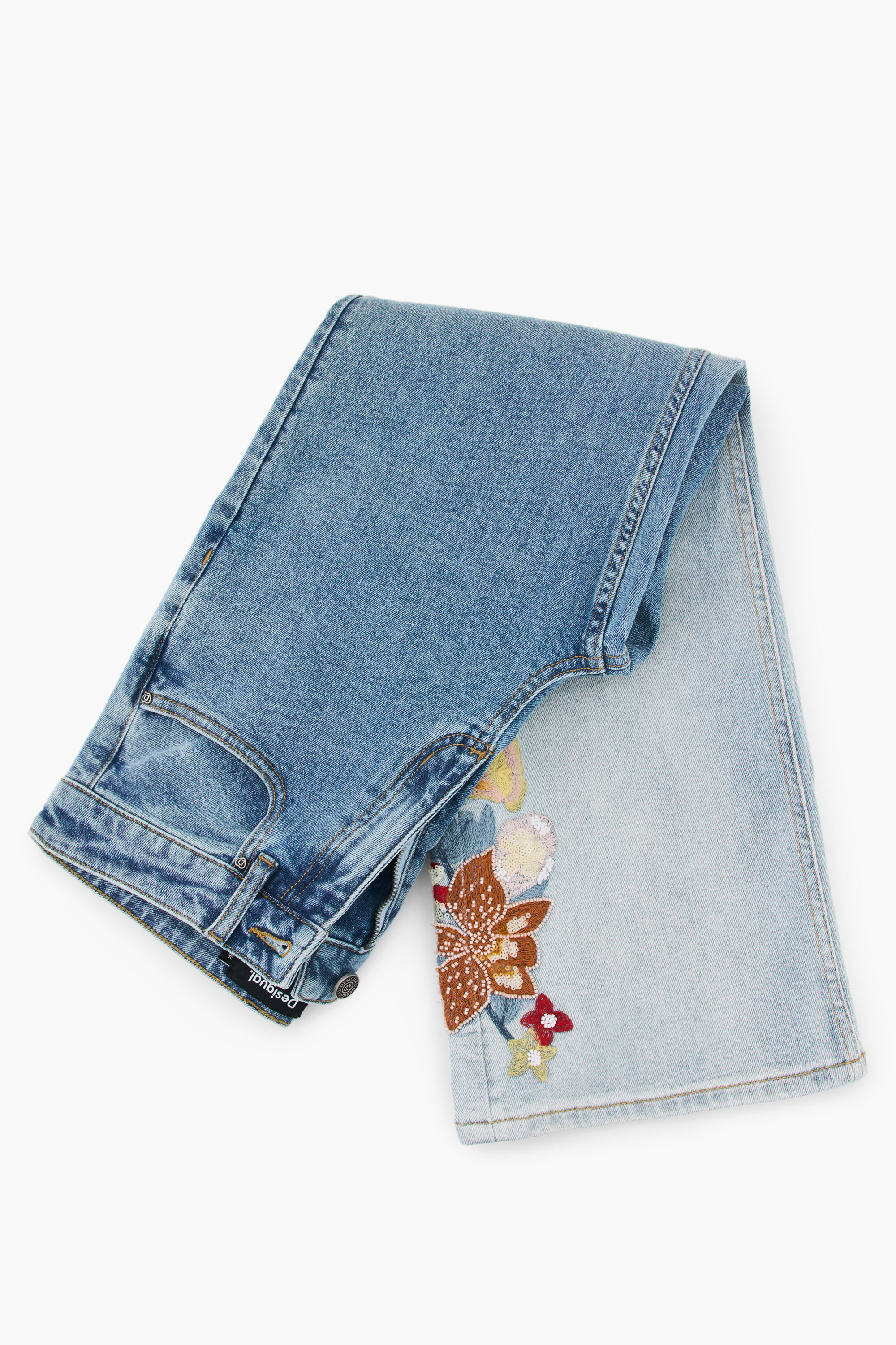 刺繍入りデニムキュロットパンツ 青 女性用 I Desigual.com
