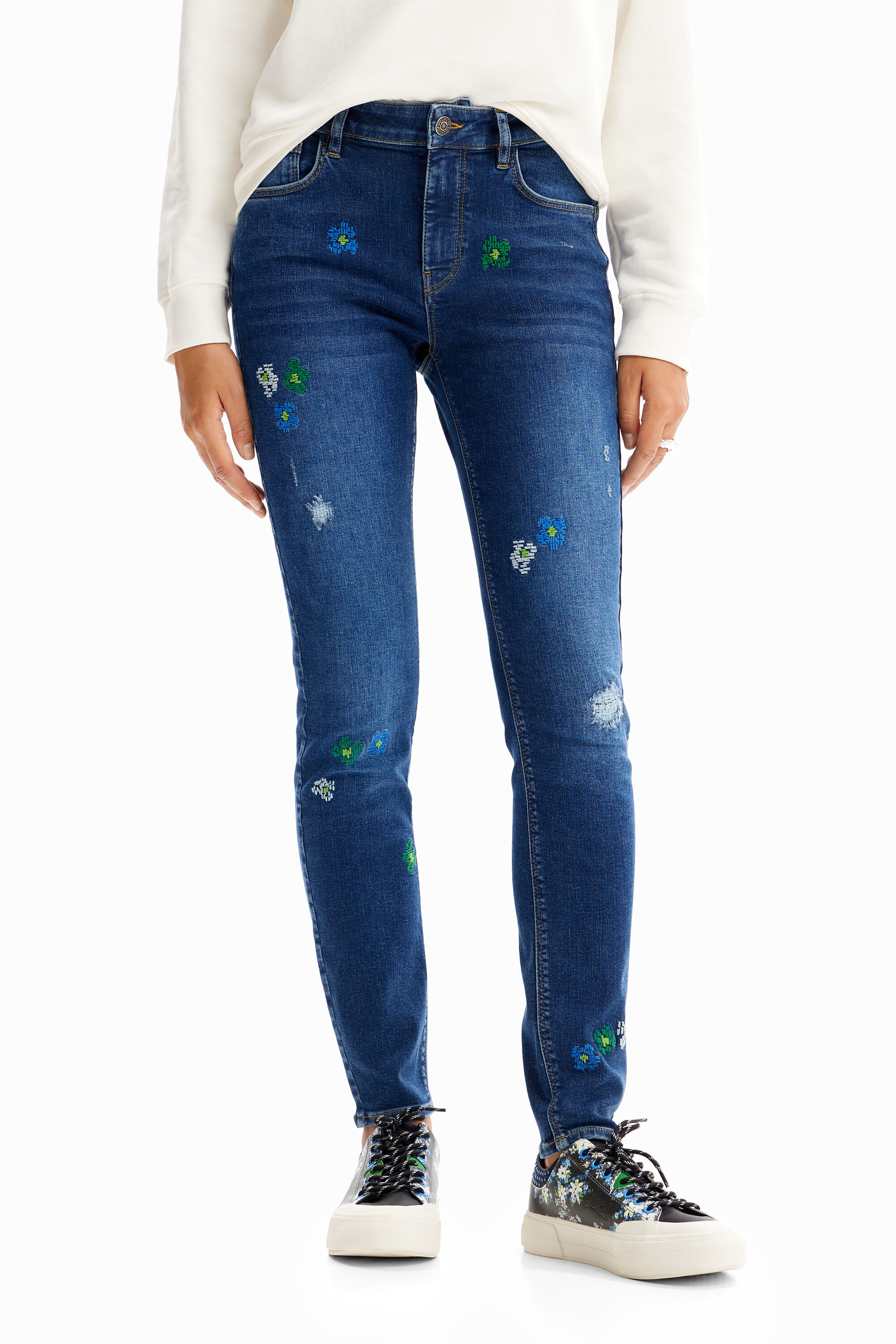 Desigual Embroidered push-up skinny jeans