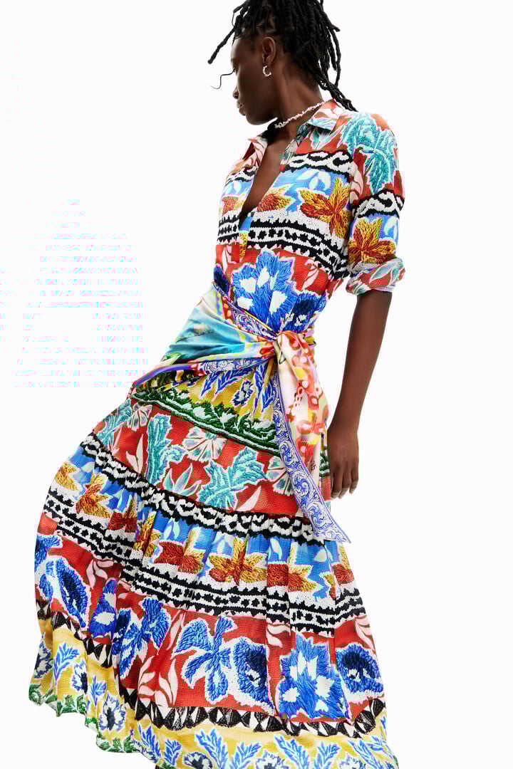Stella Jean long ethnic shirt dress | Desigual