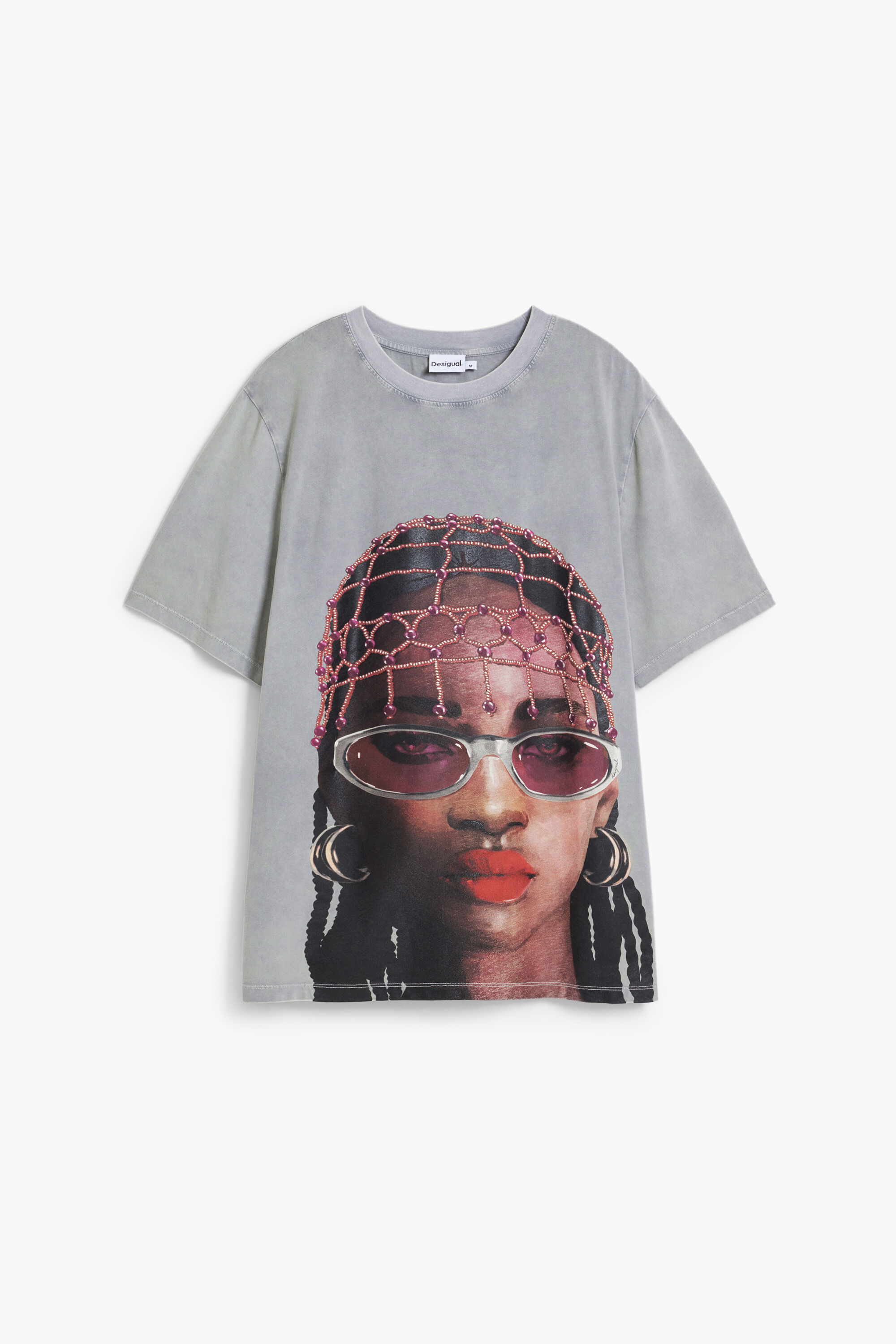Camiseta manga corta cara, Algodon, Blanco, S