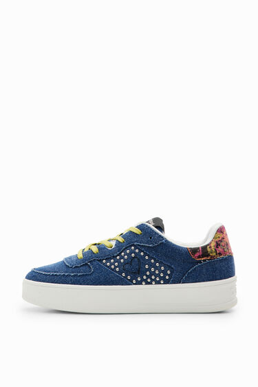 Denim sneakers met plateauzool en hart | Desigual