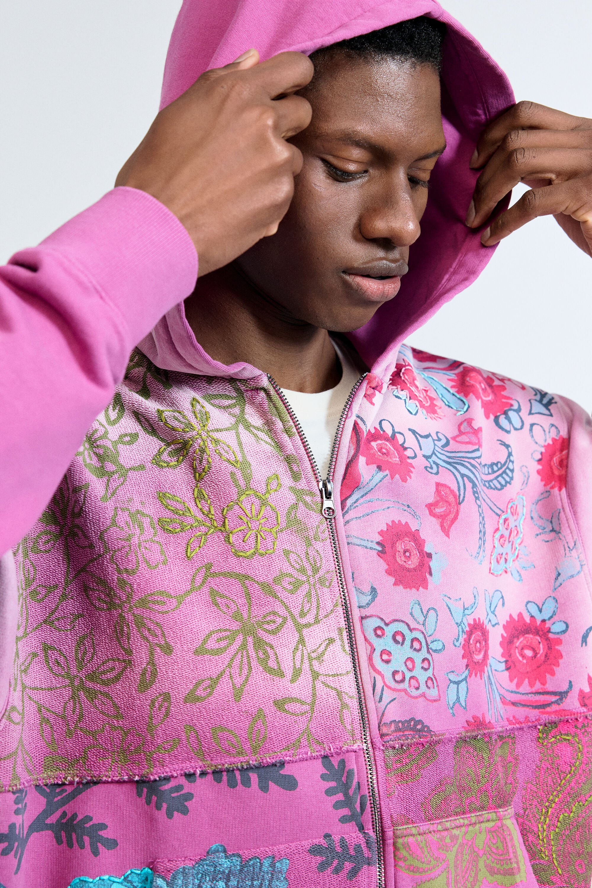 Floral Zipper Sweatshirt pink for men I Desigual.com