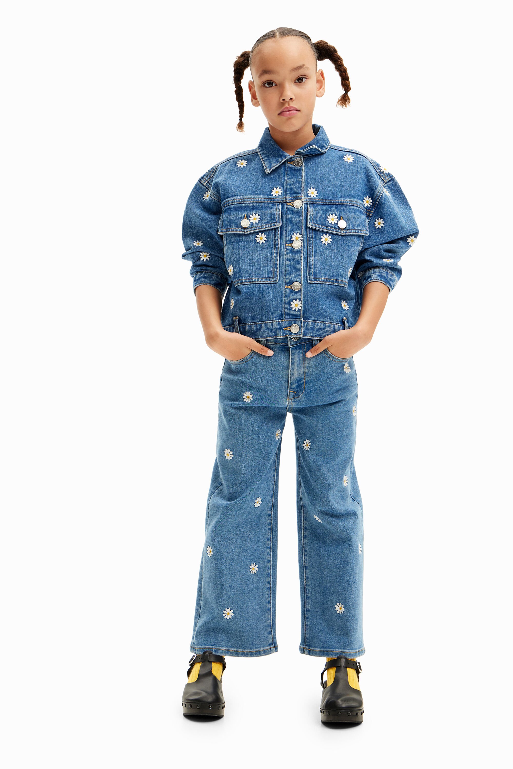 Wide-leg daisy jeans - BLUE - 9/10