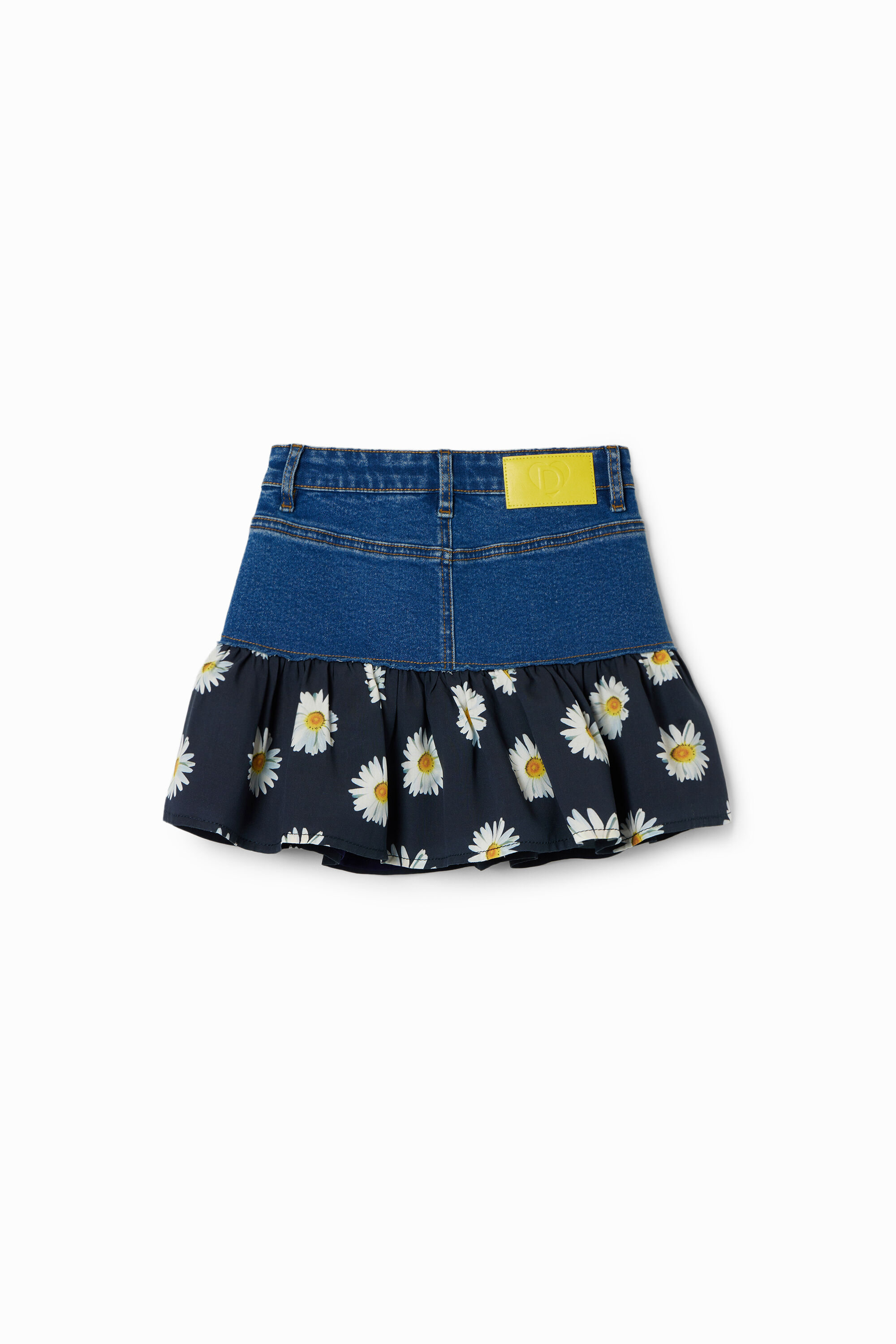 Girls' Daisy ruffle denim mini skirt I Desigual.com