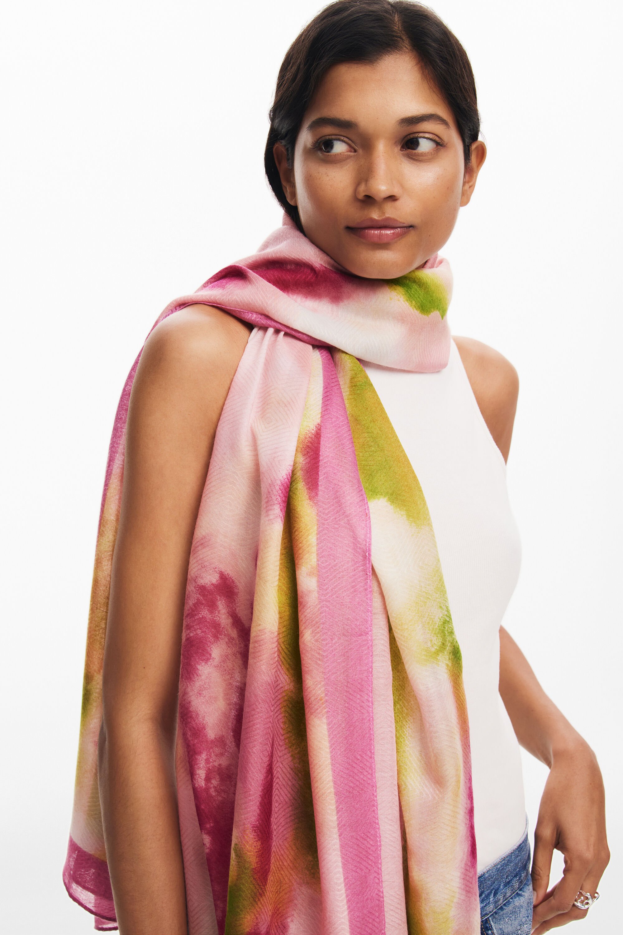 Rectangular watercolor scarf