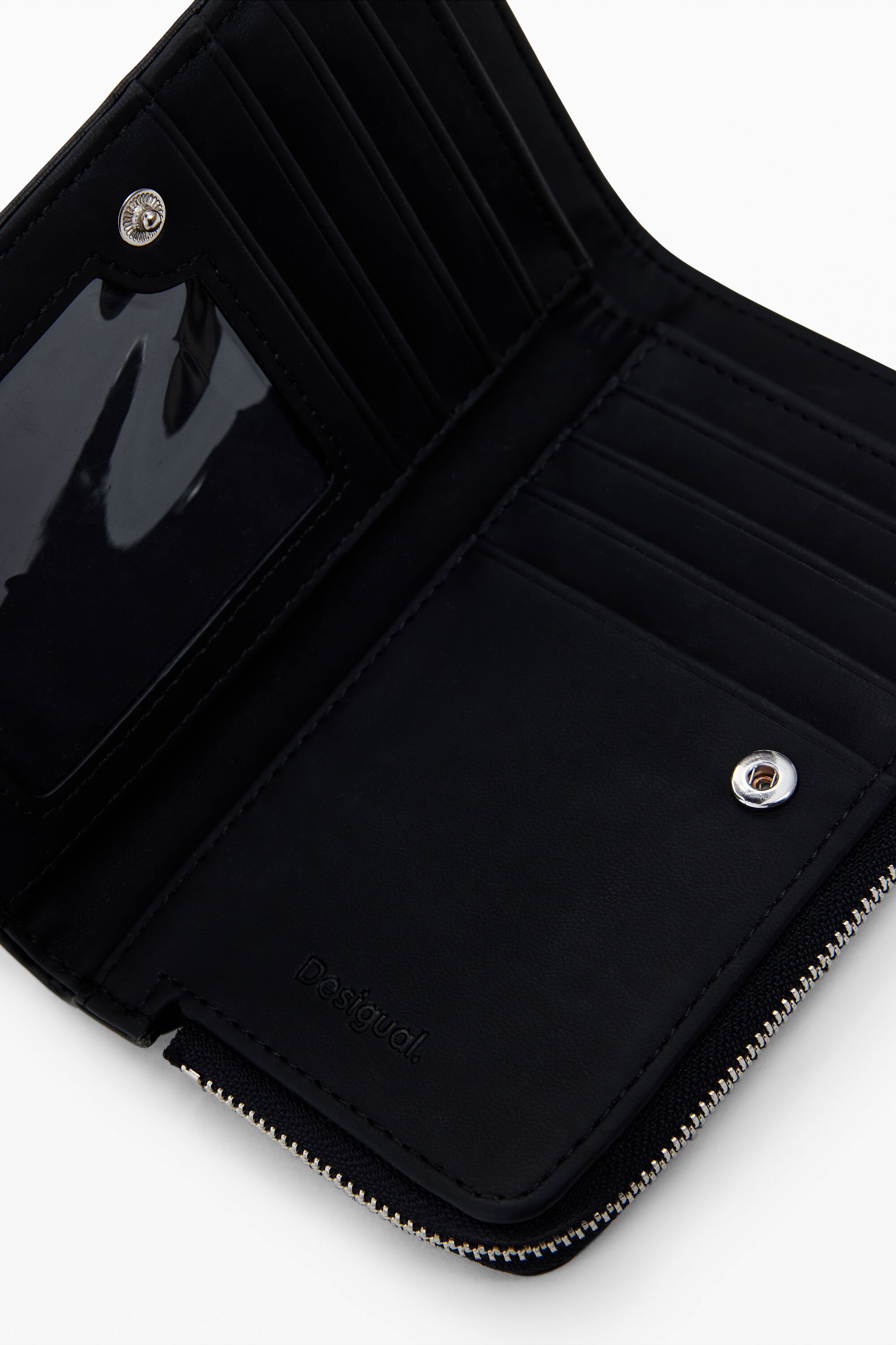 Desigual Medium Faux Leather Wallet In Black