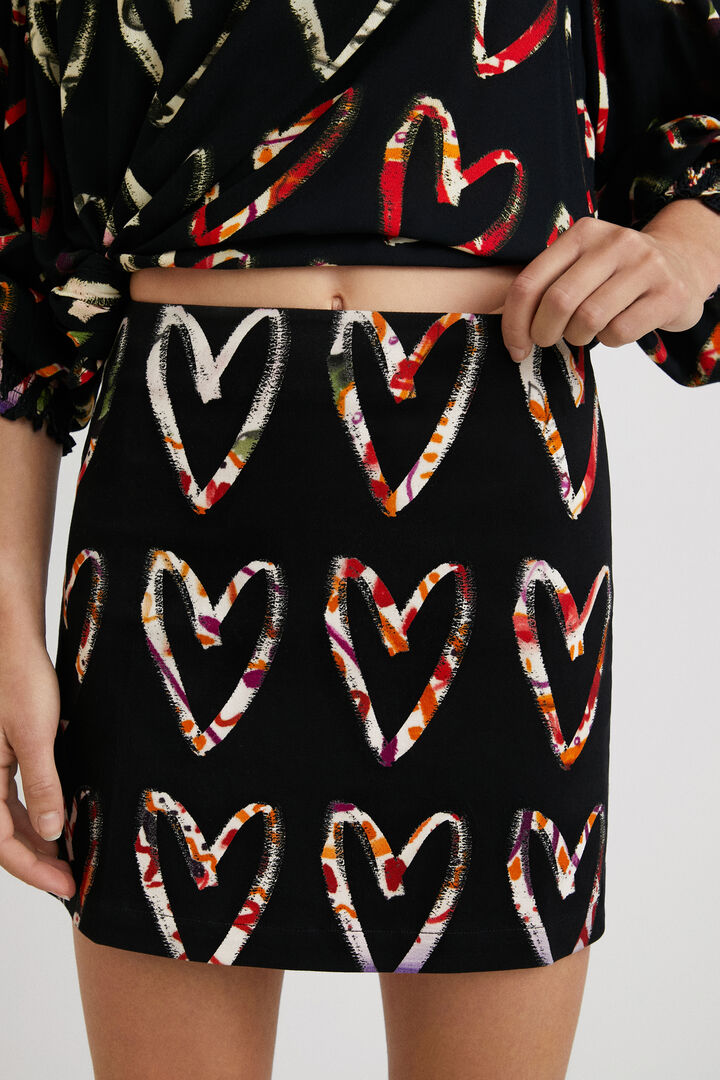 Minijupe coton imprimé coeurs | Desigual