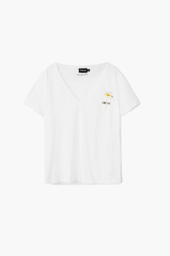 Camiseta escote pico flor | Desigual