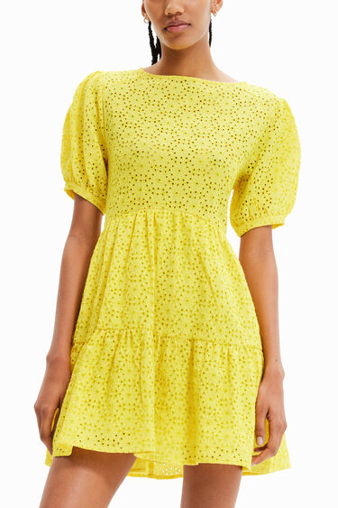 Vestit curt brodat suís | Desigual