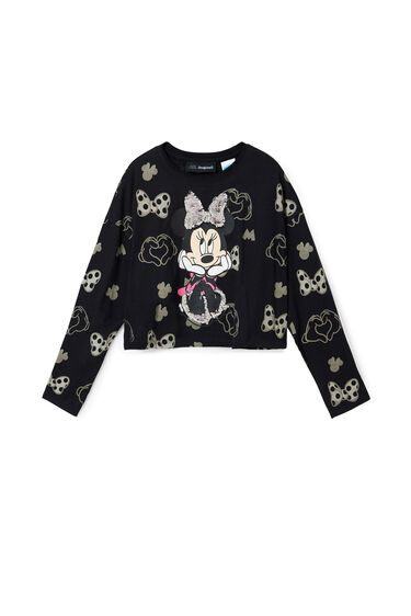 Minnie Mouse T-Shirt Damen Oberteil Pailletten besetzt kurzarm