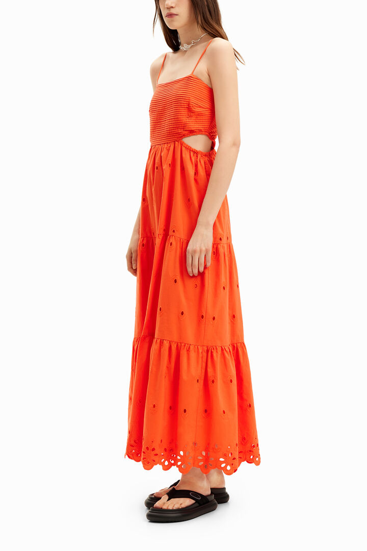 Vestido largo bordados cut-outs | Desigual