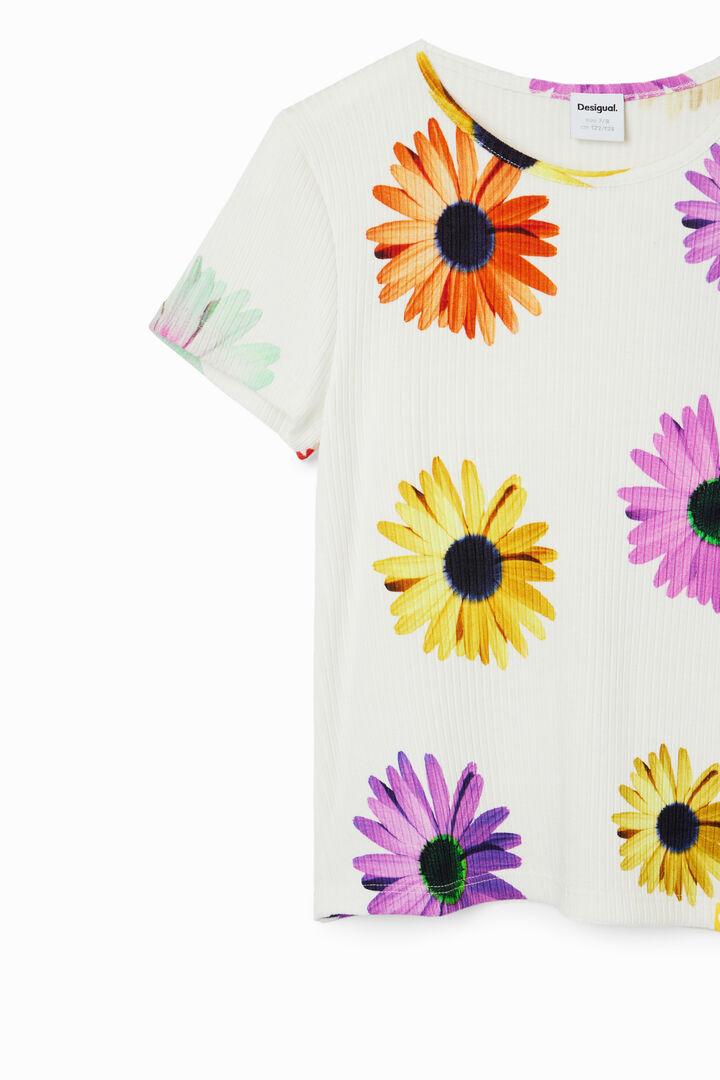 Camiseta canalé margaritas | Desigual