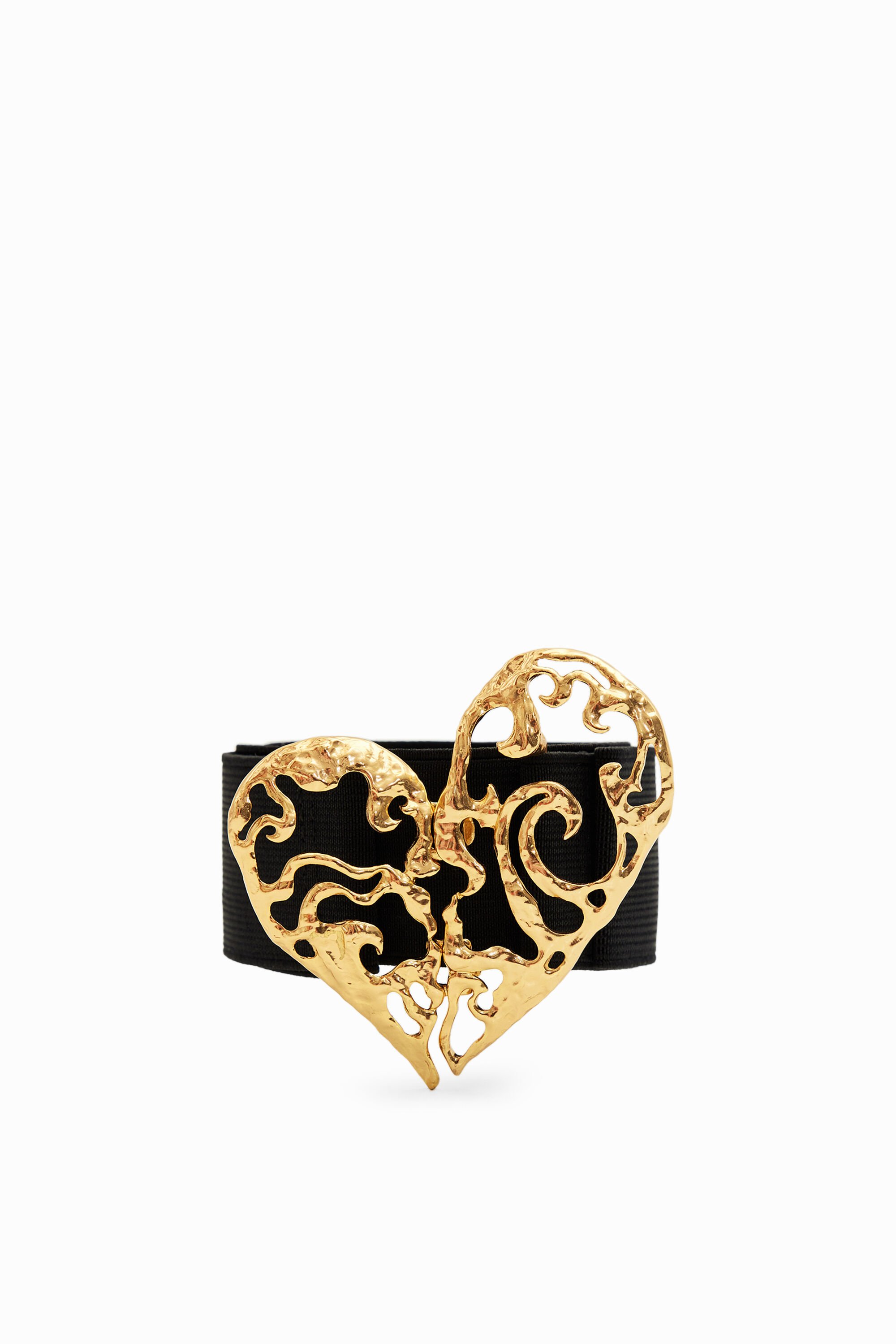 Desigual Stretch Heart Belt In Black