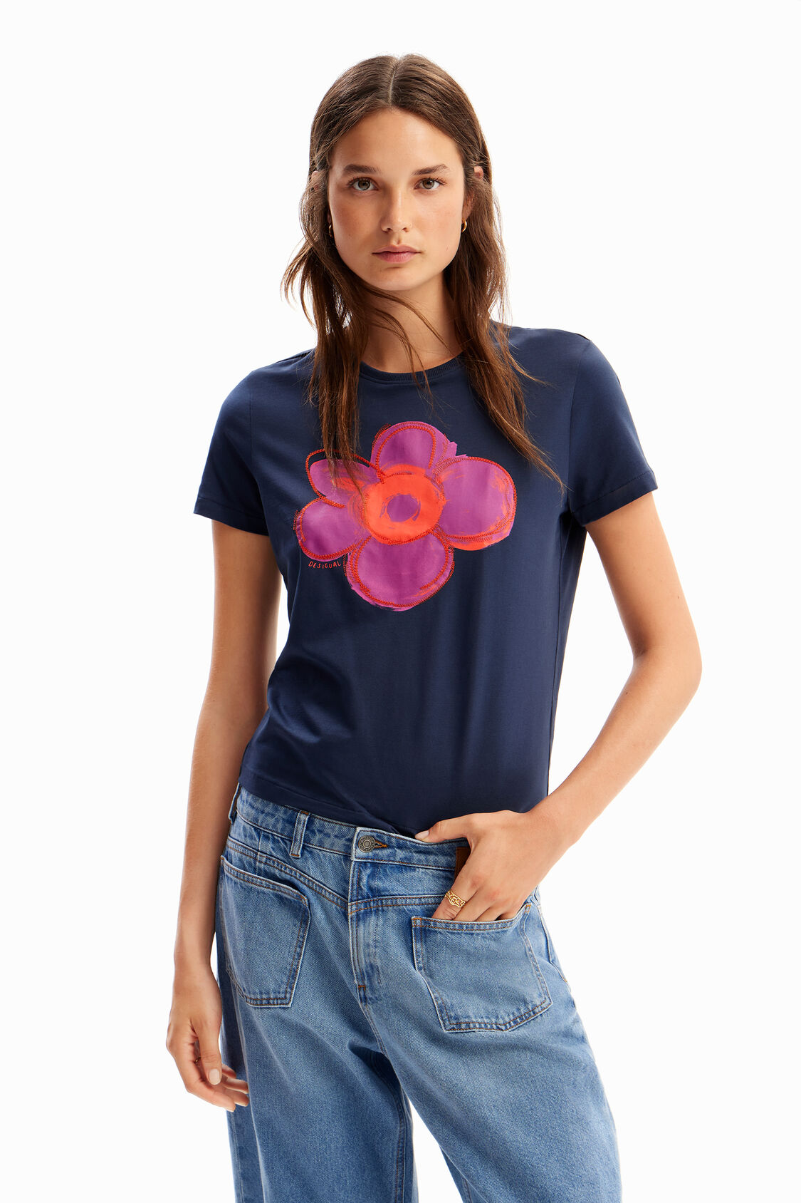 T-shirt ilustração flor de mujer I