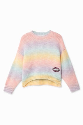 Oversize rainbow knit jumper