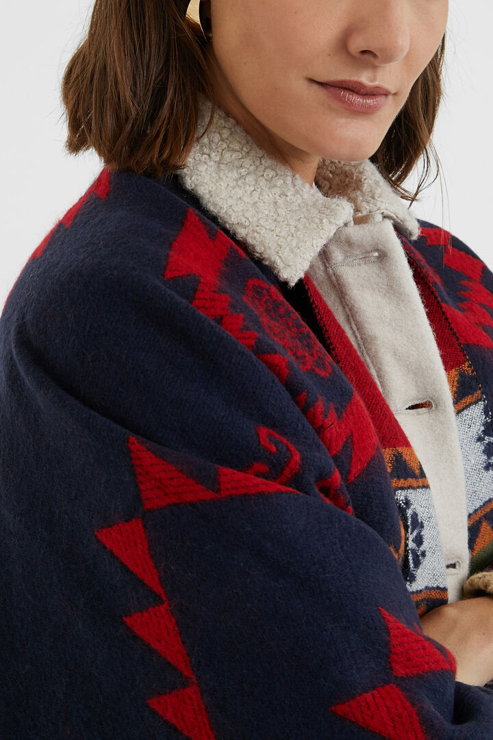 Poncho rettangolare fregi etnici | Desigual