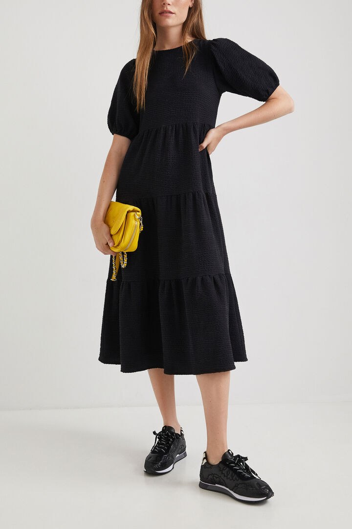 
テクスチャー&プレーンカラー ミディワンピース | Desigual