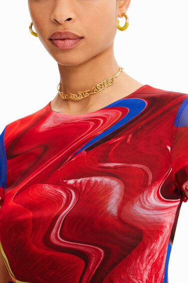 Camiseta corta tul marmoleado | Desigual