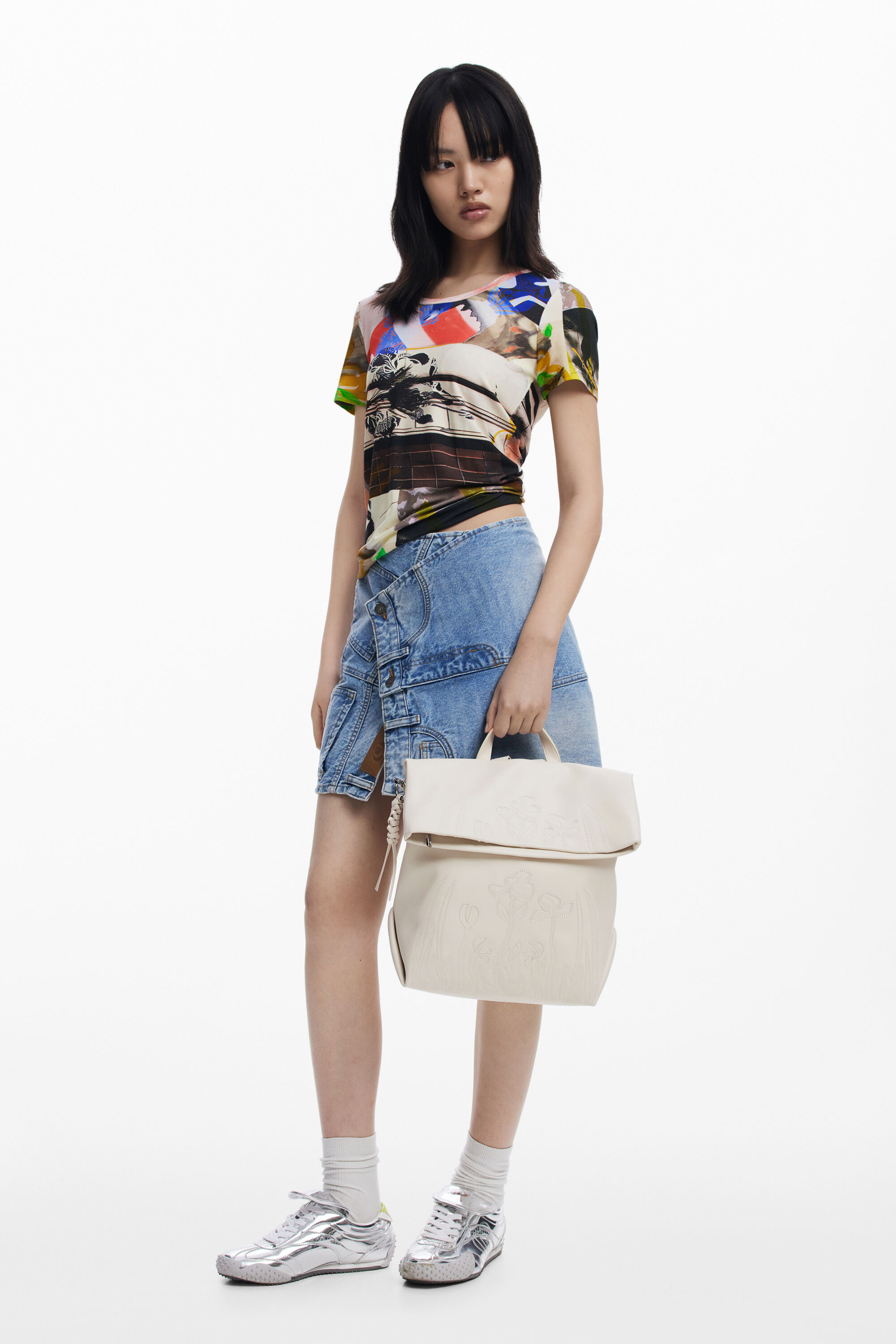 DESIGUAL MEDIUM CHROME FLAP BACKPACK