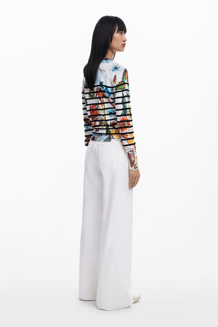 Striped floral sweater | Desigual