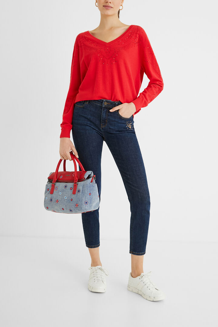 Bolso de mano algodón bordado | Desigual