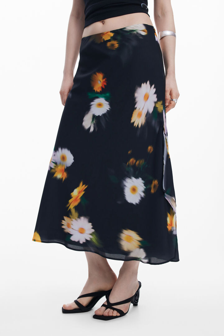 Gonna midi a fiori sfumati | Desigual