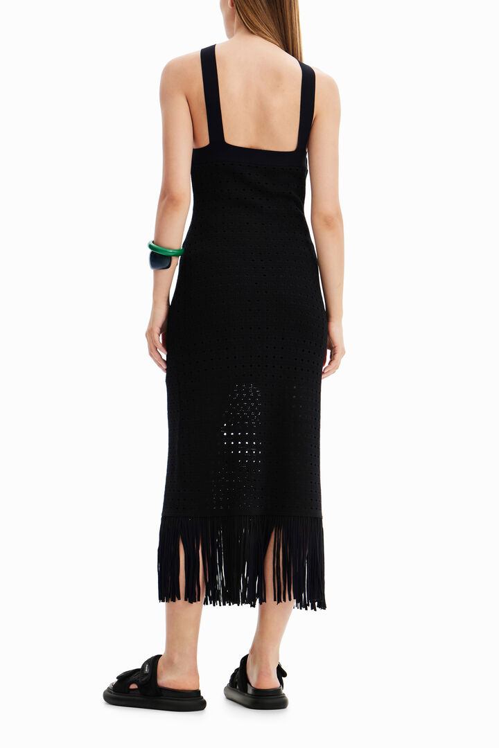 Fringed halter midi dress | Desigual